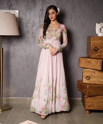 Blush Pink Viscose Georgette Anarkhali 1