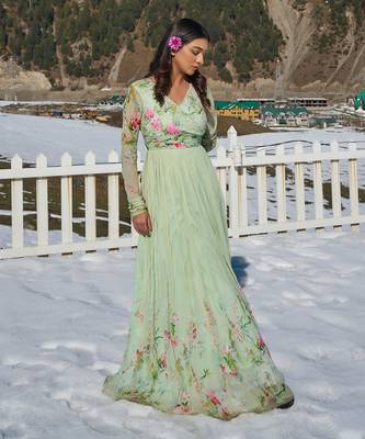 Mint Green Viscose Georgette Anarkhali 1