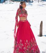 Hot Pink Viscose Georgette Lehenga Set
