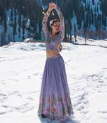 Lavender Viscose Georgette Lehenga Set