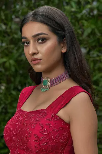 Hot Pink Crepe Bridal Lehenga