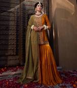 Mustard Yellow Multi Thread Embroidered Sharara Set