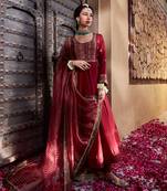 Maroon  Multi Thread Embroidered Anarkali Set