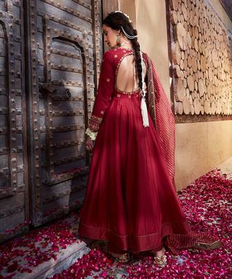 Maroon  Multi Thread Embroidered Anarkali Set 6