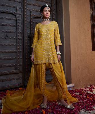 Yellow Gota Short Kurta Tulip 1