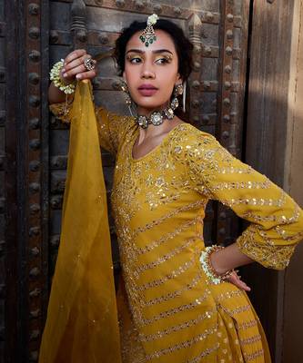 Yellow Gota Short Kurta Tulip 3