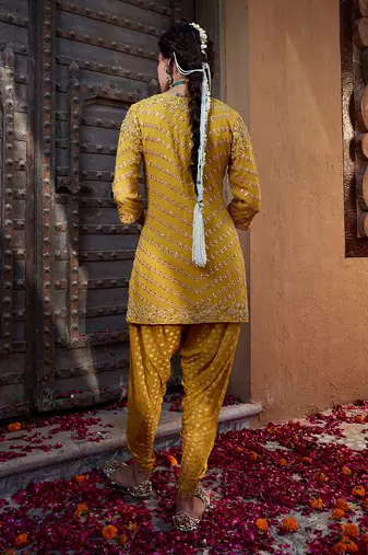 Yellow Gota Short Kurta Tulip