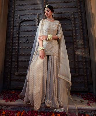 Ivory Gota Short Kurta Sharara 1