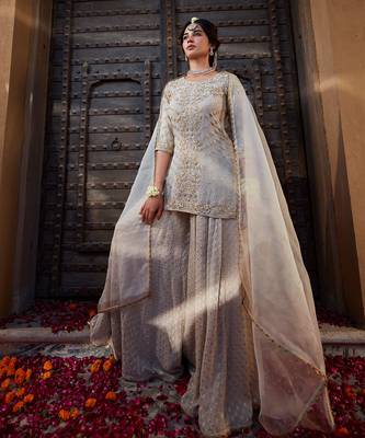 Ivory Gota Short Kurta Sharara 2