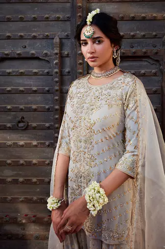Ivory Gota Short Kurta Sharara