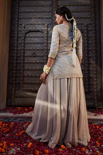 Ivory Gota Short Kurta Sharara
