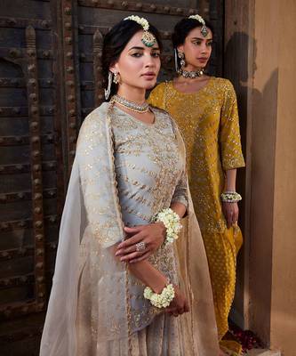 Ivory Gota Short Kurta Sharara 6