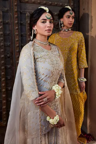 Ivory Gota Short Kurta Sharara