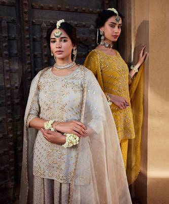 Ivory Gota Short Kurta Sharara 7