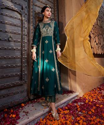 Teal Metal A-Line Suit Set 1