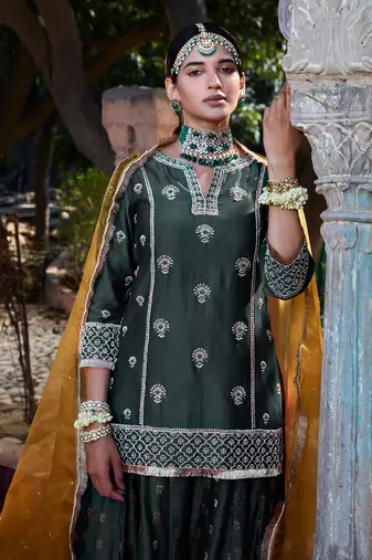 Teal Banarsi  Sharara