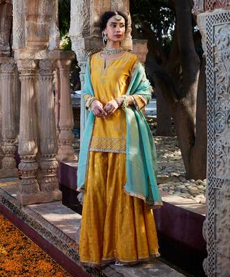 Yellow Banarsi  Sharara 1