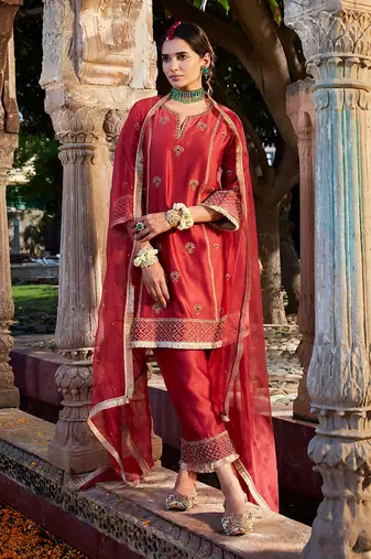 Marooon  Short Kurta Set
