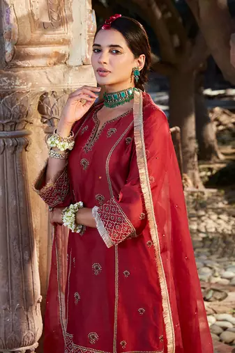Marooon  Short Kurta Set