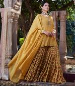 Yellow Printed Chanderi Gharara Set