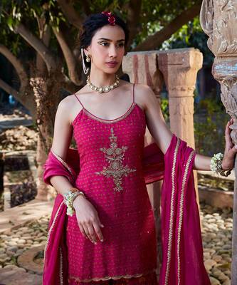 Pink Printed Chanderi Gharara Set 3