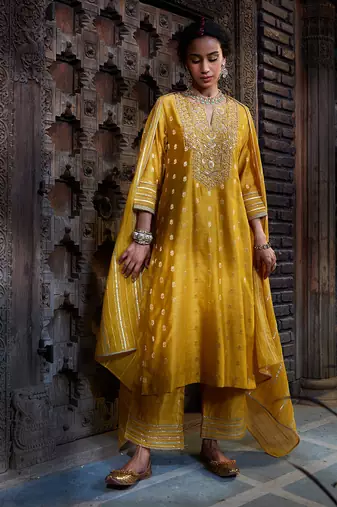 Yellow Anmol Gota Kurta Set