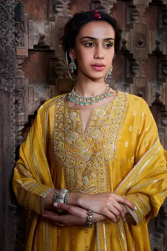 Yellow Anmol Gota Kurta Set