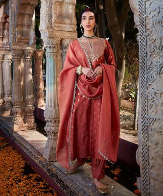 Rust Dabka Jaal Suit Set 1