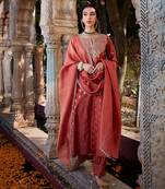 Rust Dabka Jaal Suit Set