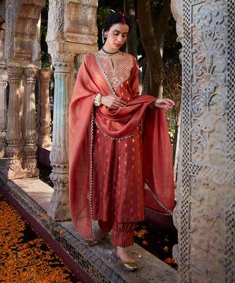 Rust Dabka Jaal Suit Set 2
