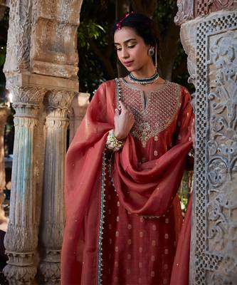 Rust Dabka Jaal Suit Set 3