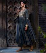 Teal Tissue Chanderi Dori         Anarkali