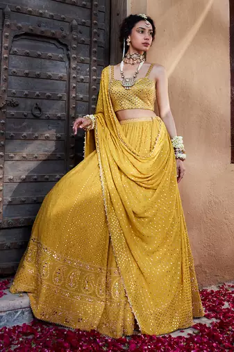 Yellow Chikankari Lehenga