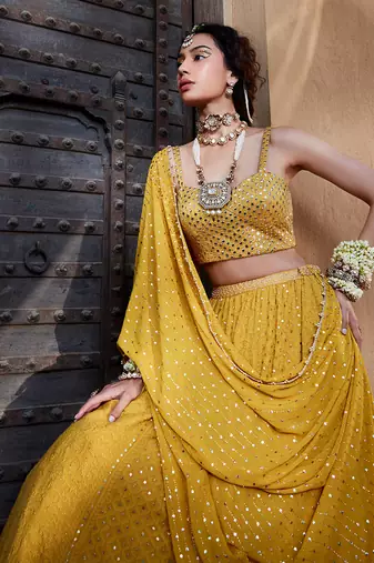 Yellow Chikankari Lehenga