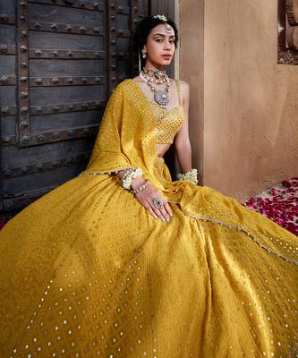 Yellow Chikankari Lehenga 4