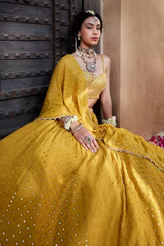 Yellow Chikankari Lehenga