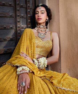 Yellow Chikankari Lehenga 5