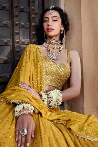 Yellow Chikankari Lehenga
