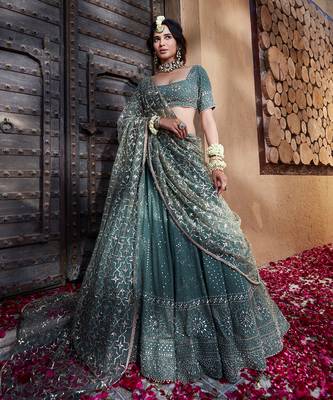Sage Green Chikankari Lehenga 1