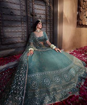 Sage Green Chikankari Lehenga 2