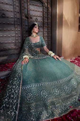 Sage Green Chikankari Lehenga