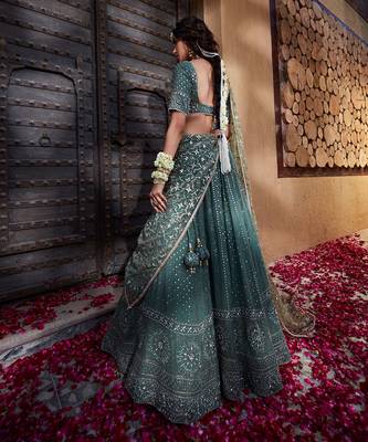Sage Green Chikankari Lehenga 4