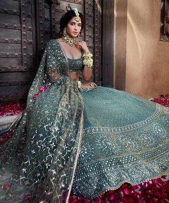 Sage Green Chikankari Lehenga 5