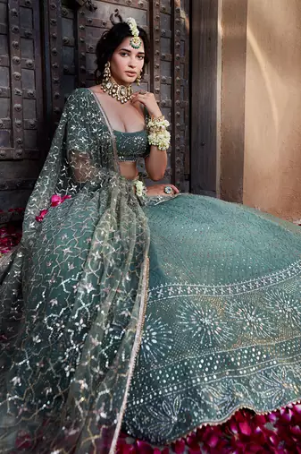 Sage Green Chikankari Lehenga
