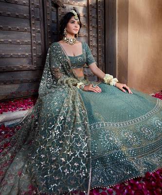 Sage Green Chikankari Lehenga 6