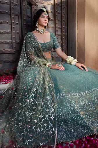 Sage Green Chikankari Lehenga
