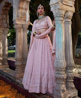 Pink Chikankari Lehenga 1
