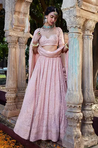 Pink Chikankari Lehenga