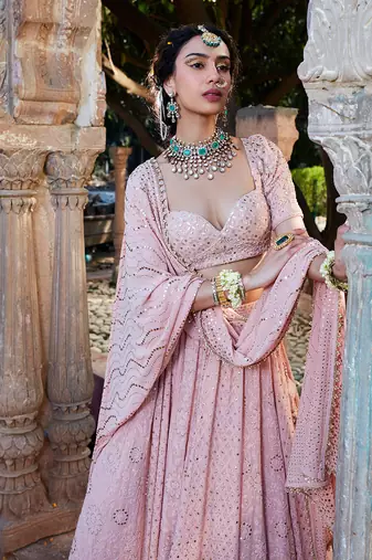 Pink Chikankari Lehenga