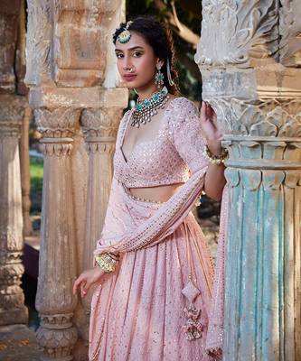 Pink Chikankari Lehenga 4